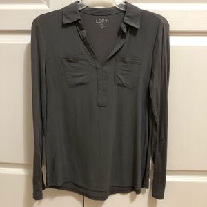 LOFT XSP Gray Soft Blouse